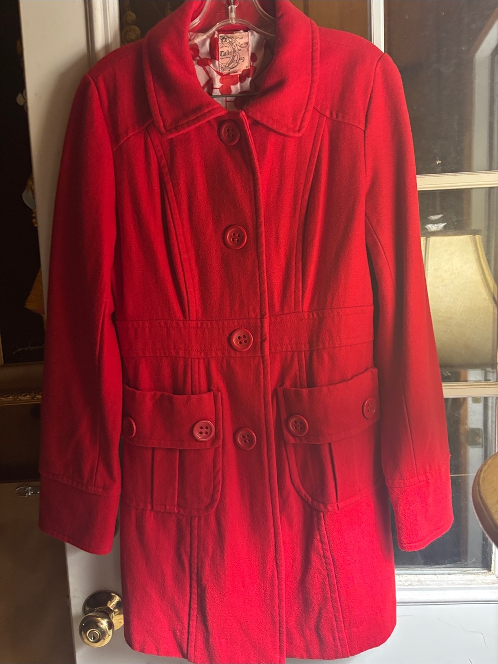Tulle Red Wool-Blend Pea Coat